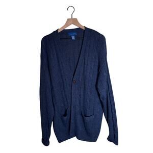 TOWNCRAFT cable knit oversized men’s cozy cardigan sweater w wooden buttons XL